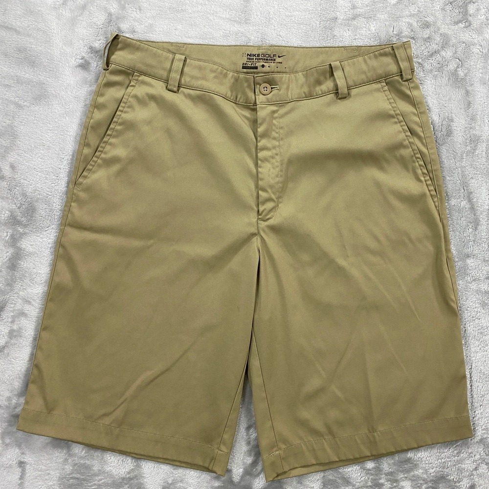 Nike Golf Tour Performance Tech Chino Shorts Mens 32 Khaki Desert Tan 509179-235